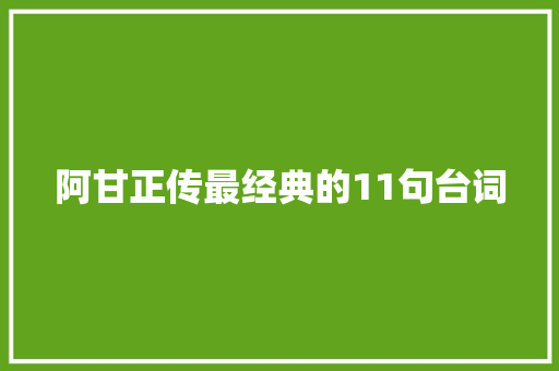 阿甘正传最经典的11句台词