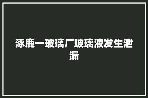 涿鹿一玻璃厂玻璃液发生泄漏
