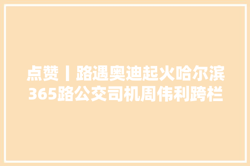 点赞丨路遇奥迪起火哈尔滨365路公交司机周伟利跨栏息灭