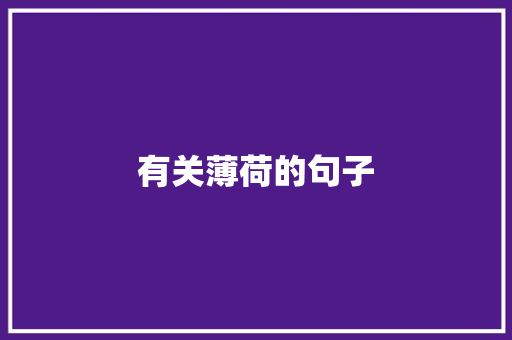 有关薄荷的句子
