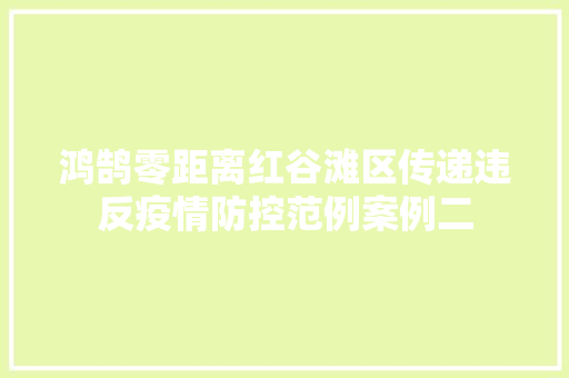 鸿鹄零距离红谷滩区传递违反疫情防控范例案例二
