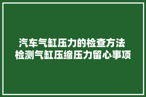 汽车气缸压力的检查方法 检测气缸压缩压力留心事项