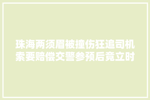 珠海两须眉被撞伤狂追司机索要赔偿交警参预后竟立时没事