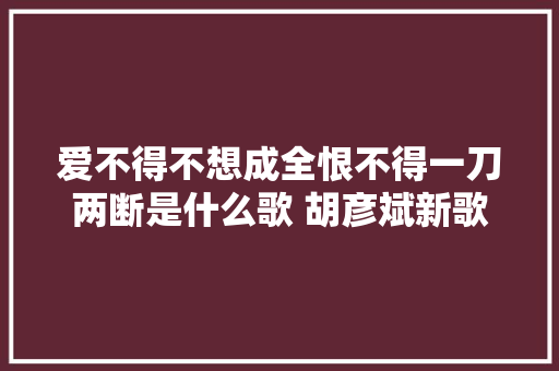 爱不得不想成全恨不得一刀两断是什么歌 胡彦斌新歌歌词介绍