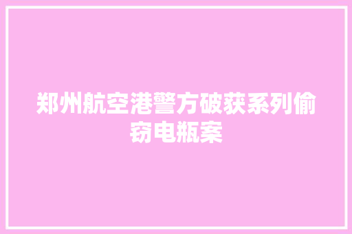 郑州航空港警方破获系列偷窃电瓶案