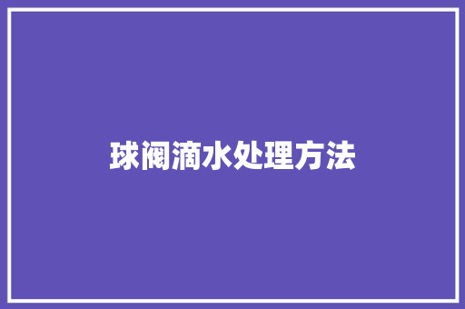 球阀滴水处理方法