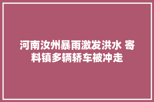 河南汝州暴雨激发洪水 寄料镇多辆轿车被冲走