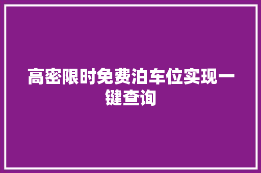 高密限时免费泊车位实现一键查询