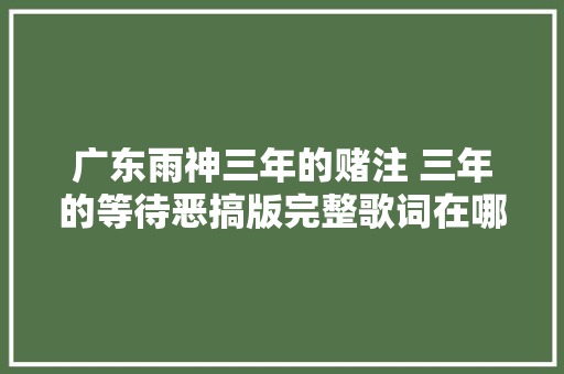 广东雨神三年的赌注 三年的等待恶搞版完整歌词在哪可以听