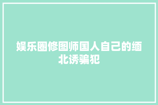 娱乐圈修图师国人自己的缅北诱骗犯