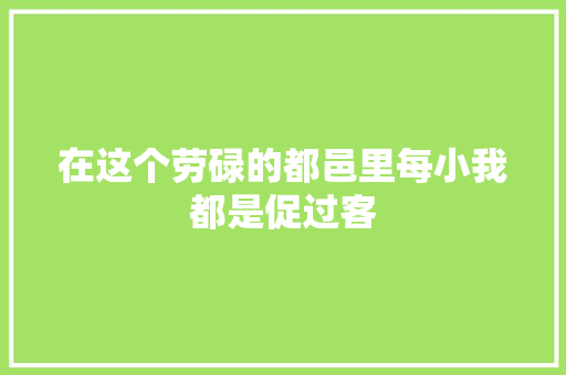 在这个劳碌的都邑里每小我都是促过客