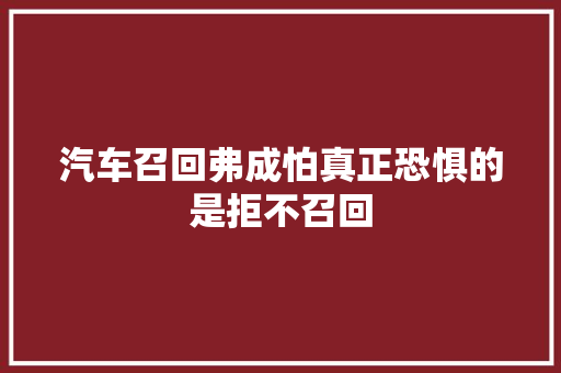 汽车召回弗成怕真正恐惧的是拒不召回
