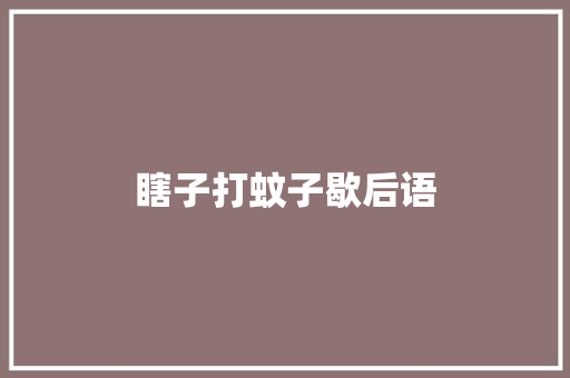 瞎子打蚊子歇后语