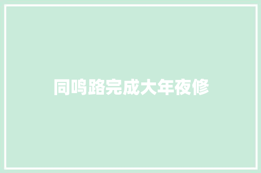 同鸣路完成大年夜修