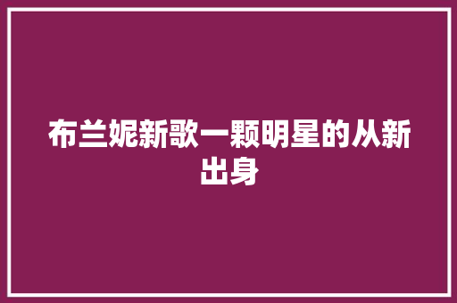 布兰妮新歌一颗明星的从新出身