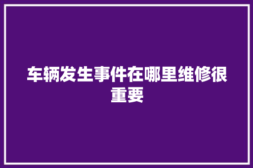 车辆发生事件在哪里维修很重要