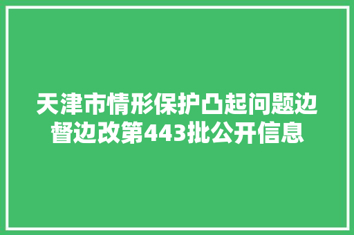 天津市情形保护凸起问题边督边改第443批公开信息