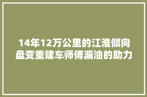 14年12万公里的江淮倾向盘变重建车师傅漏油的助力泵该换了