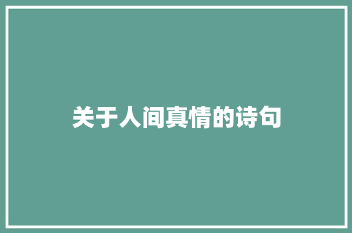 关于人间真情的诗句