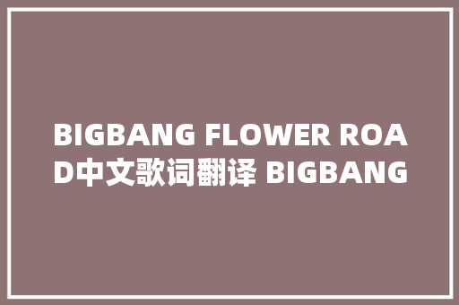 BIGBANG FLOWER ROAD中文歌词翻译 BIGBANG与粉丝的美好回忆