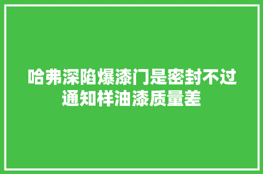 哈弗深陷爆漆门是密封不过通知样油漆质量差