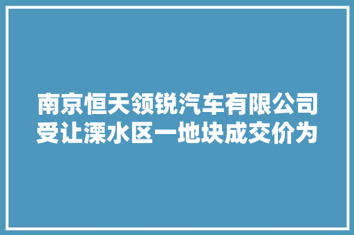 南京恒天领锐汽车有限公司受让溧水区一地块成交价为446万元