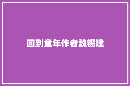回到童年作者魏锡建