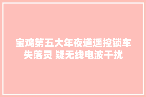 宝鸡第五大年夜道遥控锁车失落灵 疑无线电波干扰