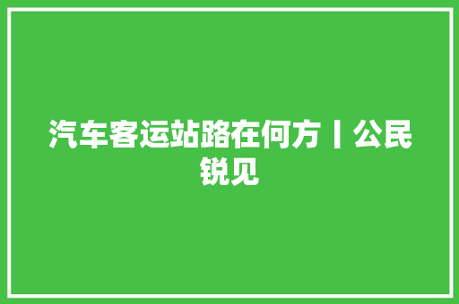 汽车客运站路在何方丨公民锐见 汽车知识