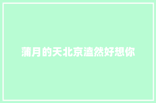 蒲月的天北京溘然好想你