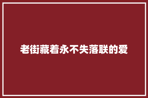 老街藏着永不失落联的爱