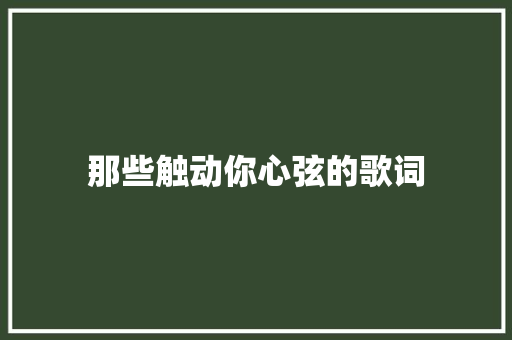 那些触动你心弦的歌词