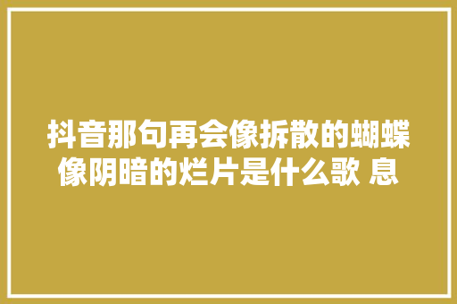 抖音那句再会像拆散的蝴蝶像阴暗的烂片是什么歌 息灭歌词