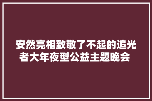 安然亮相致敬了不起的追光者大年夜型公益主题晚会 压轴献唱圆梦