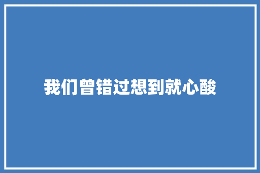 我们曾错过想到就心酸