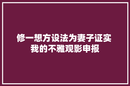 修一想方设法为妻子证实 我的不雅观影申报