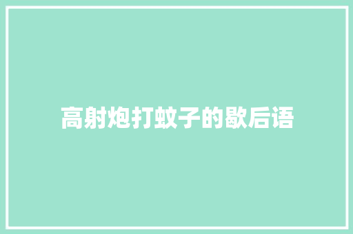 高射炮打蚊子的歇后语