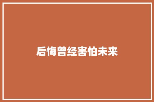 后悔曾经害怕未来
