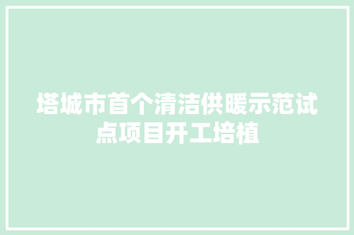 塔城市首个清洁供暖示范试点项目开工培植
