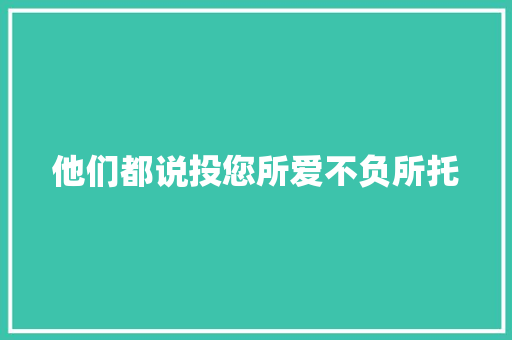 他们都说投您所爱不负所托