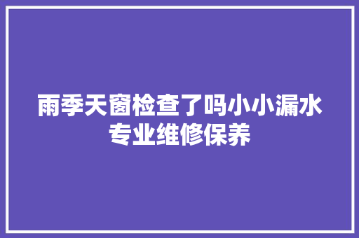 雨季天窗检查了吗小小漏水专业维修保养