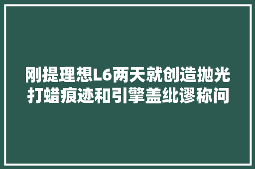 刚提理想L6两天就创造抛光打蜡痕迹和引擎盖纰谬称问题 汽车知识