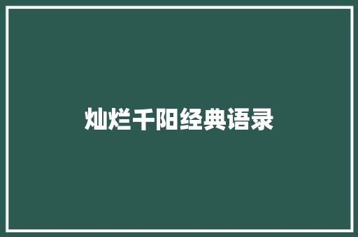 灿烂千阳经典语录
