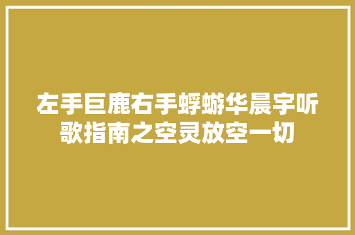 左手巨鹿右手蜉蝣华晨宇听歌指南之空灵放空一切 休闲娱乐