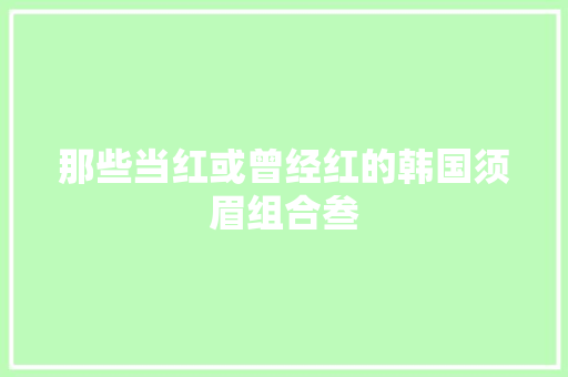 那些当红或曾经红的韩国须眉组合叁