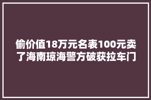 偷价值18万元名表100元卖了海南琼海警方破获拉车门式偷窃案