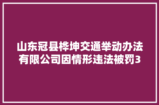 山东冠县桦坤交通举动办法有限公司因情形违法被罚368万