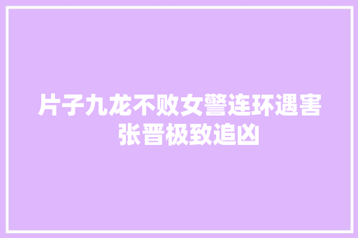 片子九龙不败女警连环遇害   张晋极致追凶