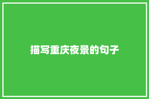 描写重庆夜景的句子