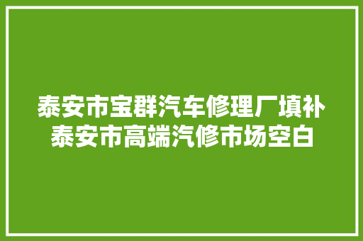 泰安市宝群汽车修理厂填补泰安市高端汽修市场空白